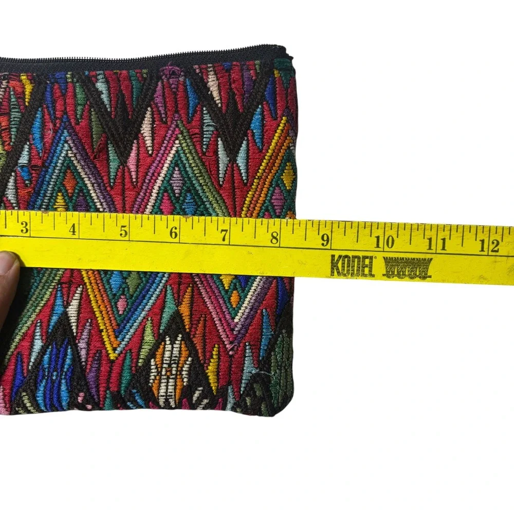 Handmade Upcycled Makeup Bag Huipil Pouch Multicolor Guatemalan